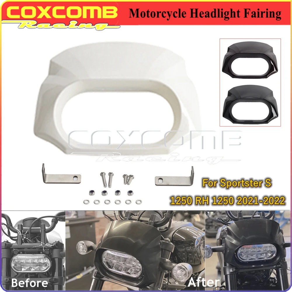 

ABS Plastic Motorcycle Headlight Fairing & Mounting Accessories Front Light Cover For Harley Sportster S 1250 RH 1250 2021-2022