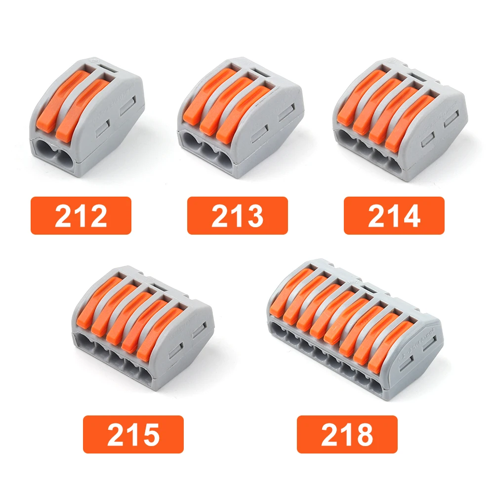 25/50/100 PCS Push-in Electrical Wire Connector Lever Terminal Block 2/3/4/5/8 Pin Mini Universal Fast Wiring Cable Connectors