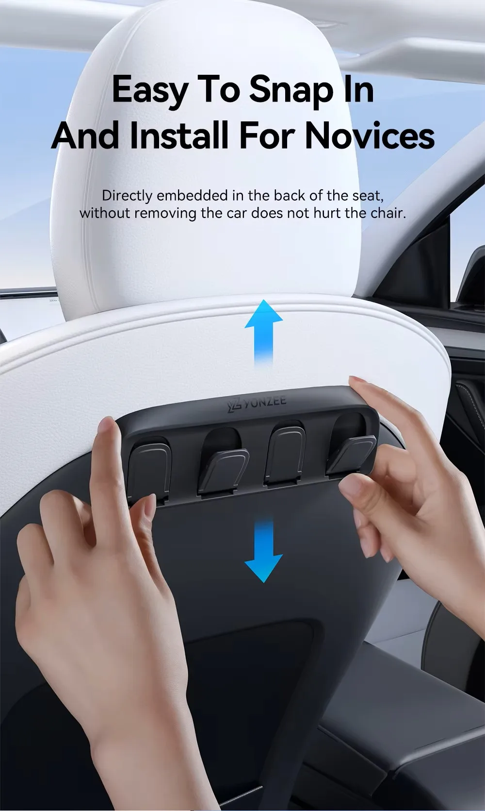 YZ für Tesla Model YL Y 3 Highland Juniper 2021-2026 Klappbarer Auto-Rücksitz-Aufbewahrungshaken Organizer ABS Automobilzubehör – Detail 12