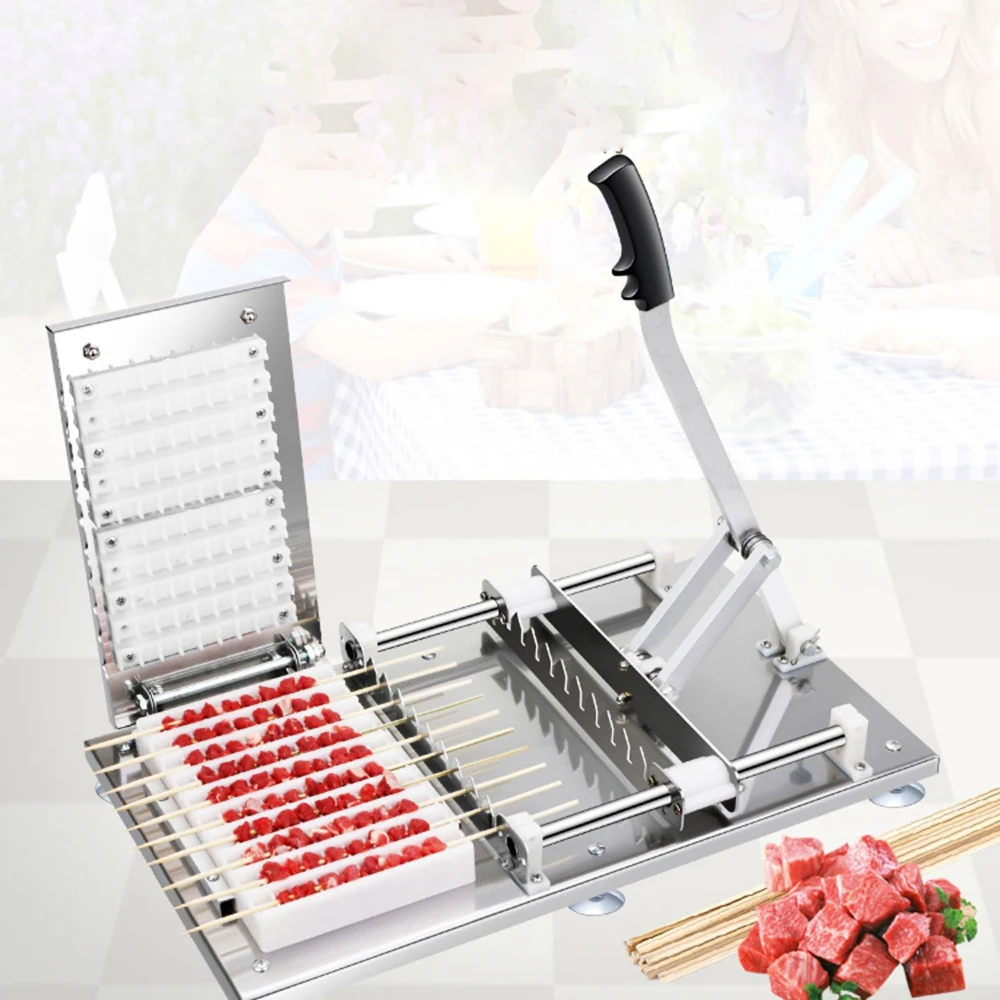 

Manual Satay Skewer Machine BBQ Stainless Steel Mutton Kebab Lamb Skewer Tools Doner Kebab Meat Wear String Machine