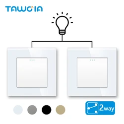 TAWOIA Push Button Switch EU Standard 1/2/3 Gang 2 Way Home Lamp Switch 4 Colors With Crystal Glass Frame Light Switch