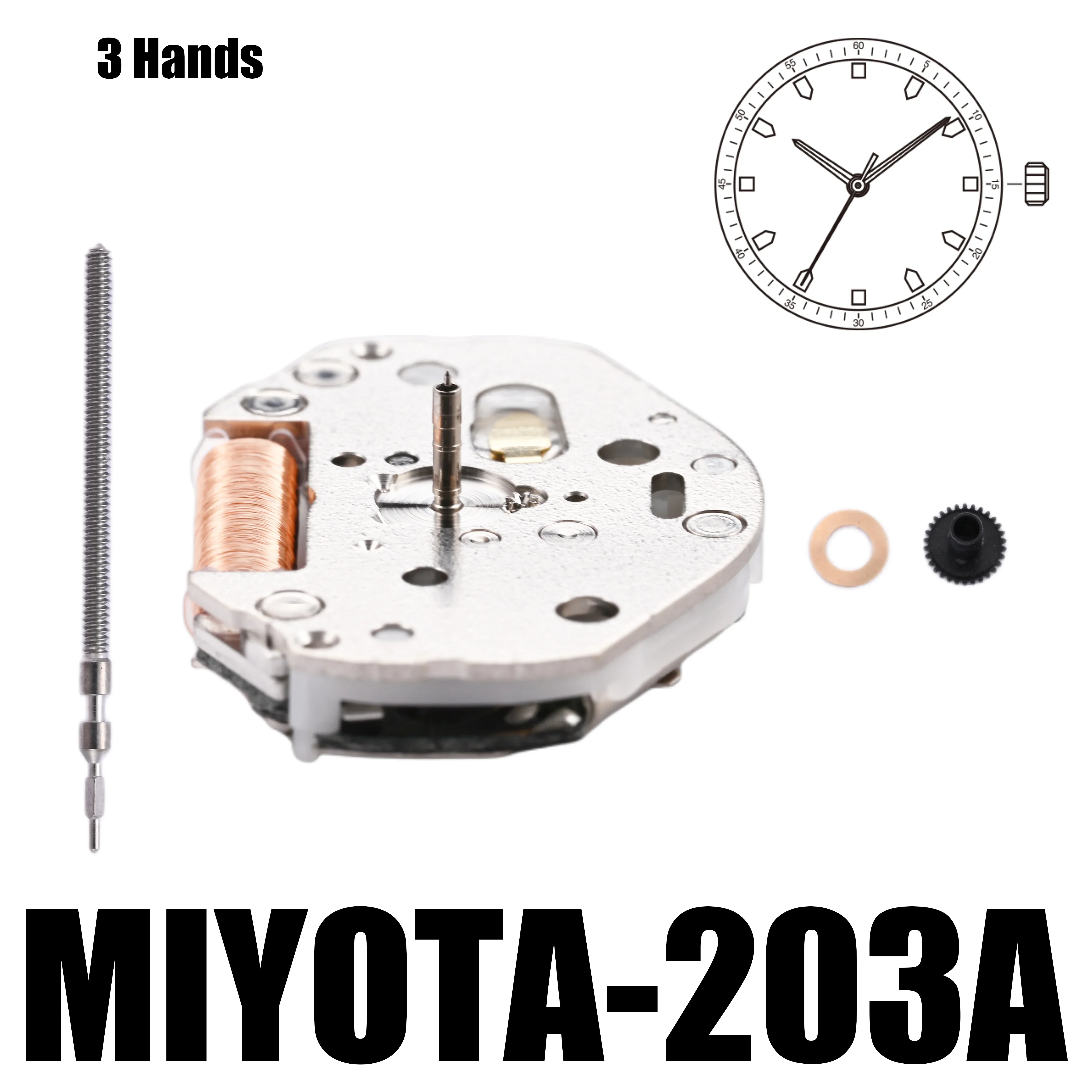 Miyota 203A Standard｜Movements MIYOTA Watch Movement Cal.203A 3 Hands Standard Movement.Size:6 3/4×8''' Heigh:3.15mm