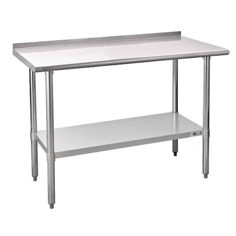 

Stainless Steel Prep Table NSF Commercial Work Table with Backsplash and Undershelf for Kitchen Restaurant 48x24 Inch