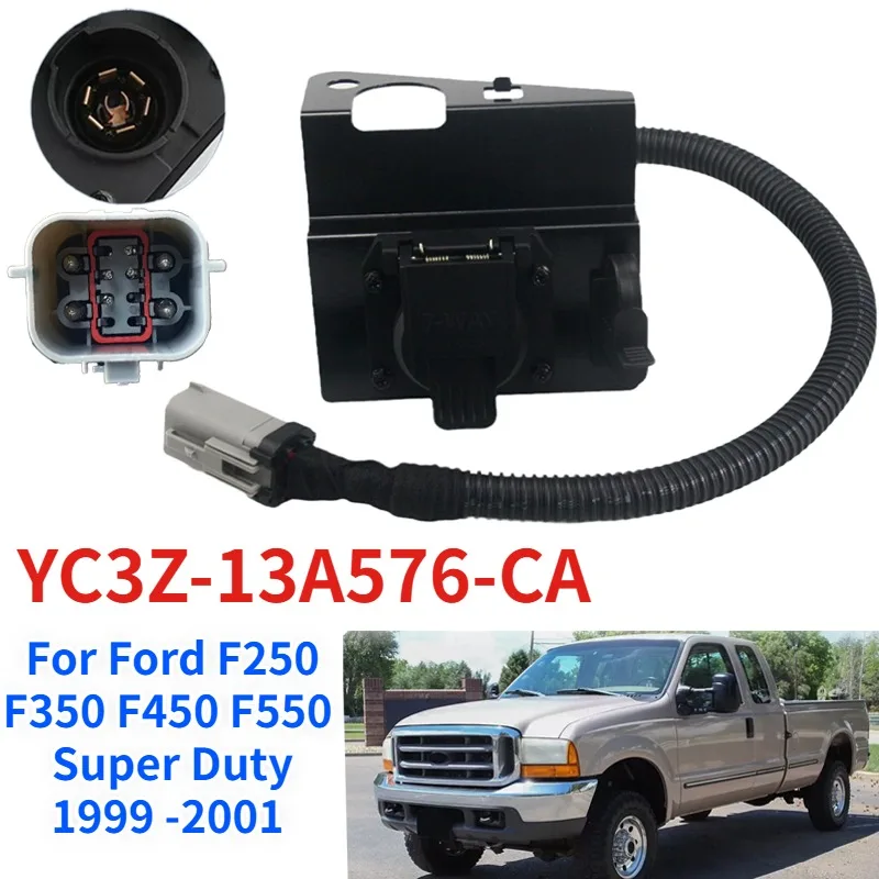 

YC3Z-13A576-CA 4 & 7 Pin Trailer Tow Wiring Harness Plug With Connector For Ford Super Duty F250 F350 F450 F550 1999 2000 2001