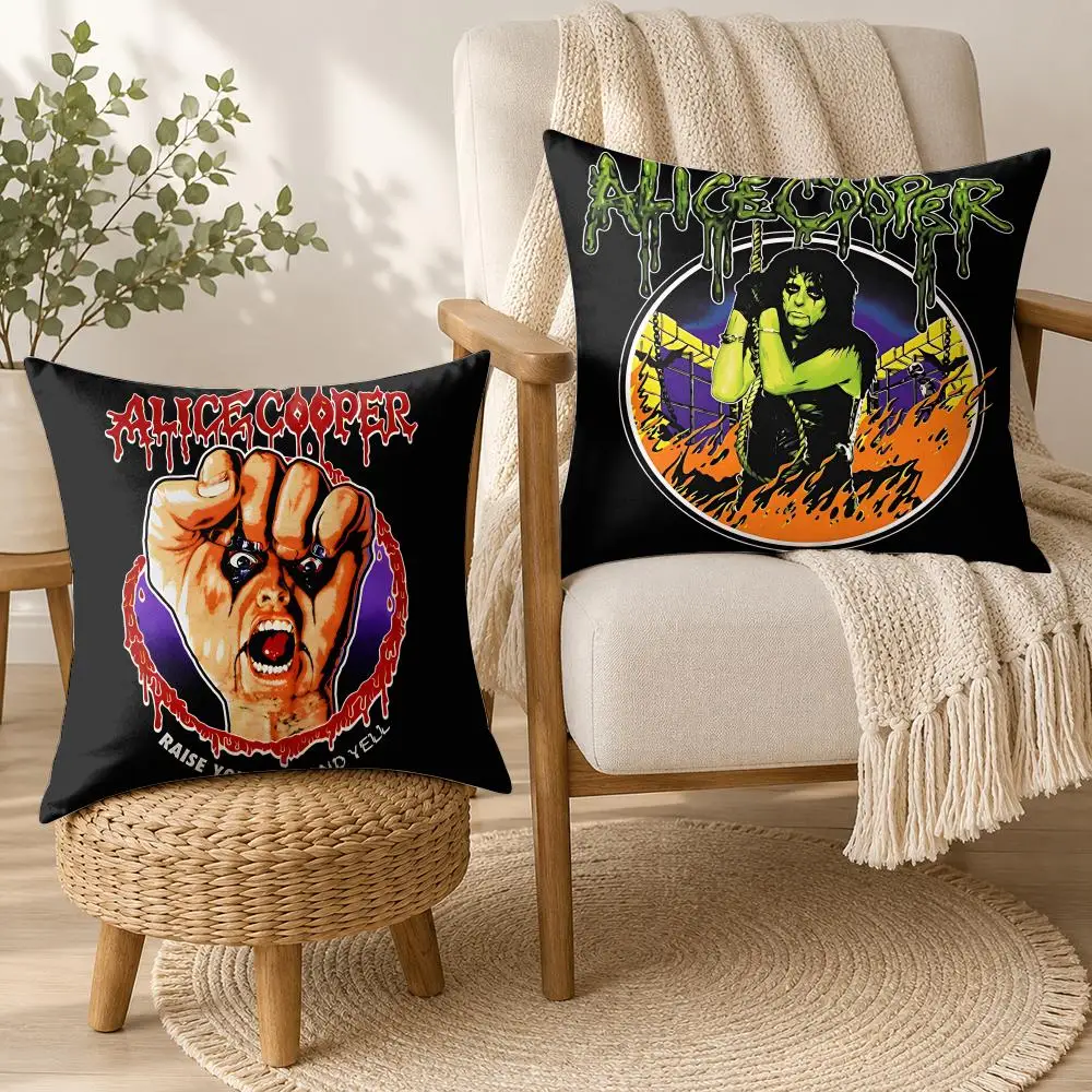 A-Alice Cooper Rock Band Cool Cushion Cover Square Decorative Throw Pillow 40x40cm For Sofa Bedroom Living Room Home Decor