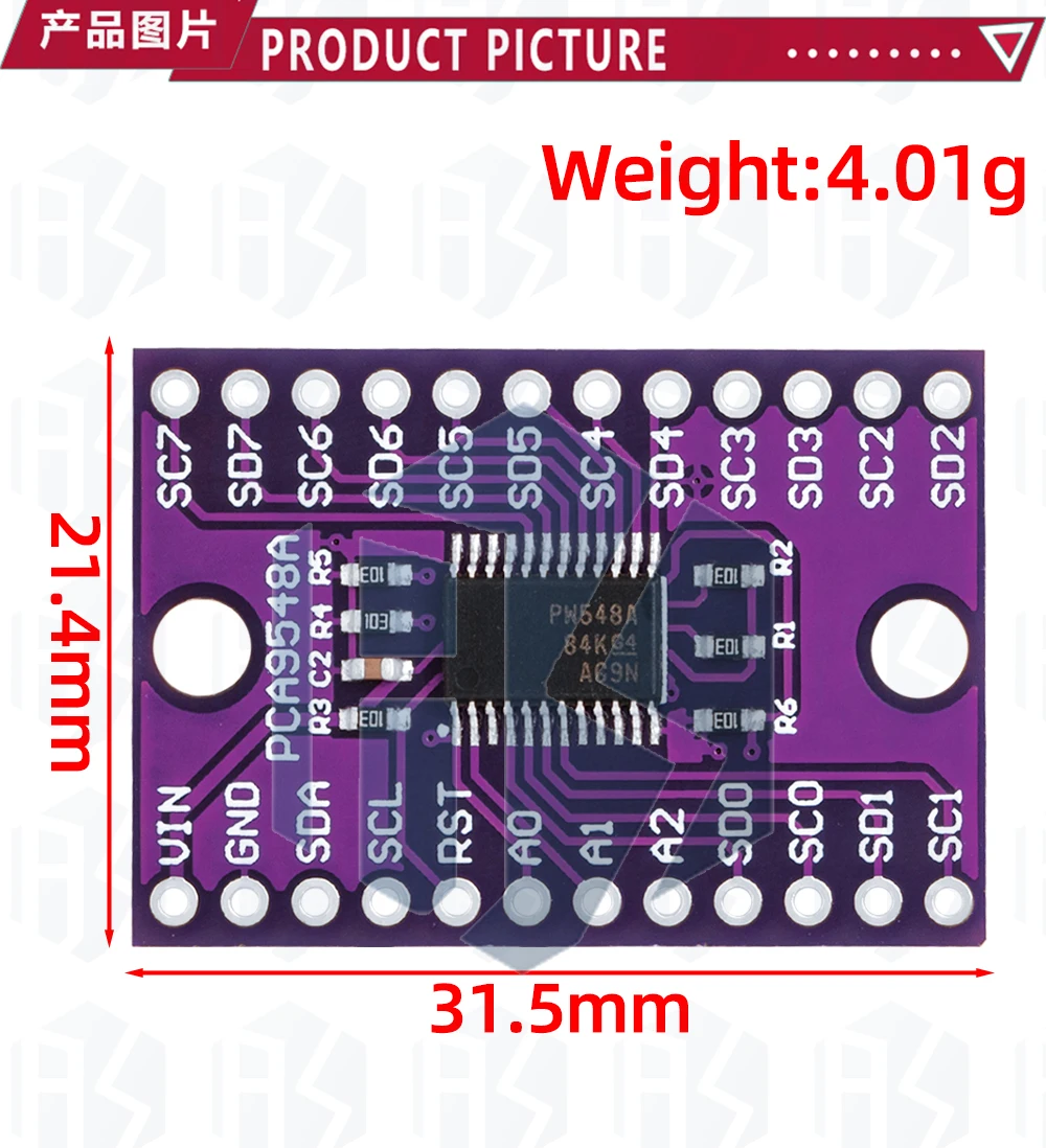 PCA9548 TCA9548 TCA9548A 1 bis 8 Kanal I2C IIC Multiplexer Breakout-Modul Erweiterungsplatine für Arduino – Detail 11