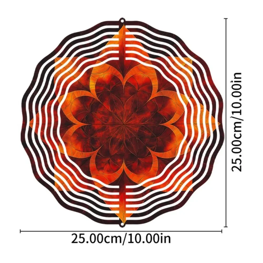 CIFBUY Metal Wind Spinner Garden Decor Spinning Flower Ornament 360 Hook Red Orange for Patio Yard Backyard Lawn Balcony
