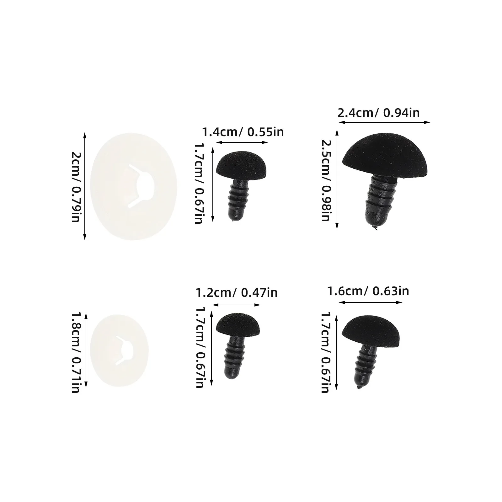 40Pcs Black Plastic Oval Nose Safety Flocking for Handmade Amigurumi Crochet DIY Craft Supplies Oval Toy Noses