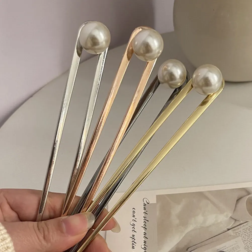 Metal Hair Fork Set 4 Piece Polished Hair Sticks for Chignon Updo Bun Styling Elegant Hair Accessories
