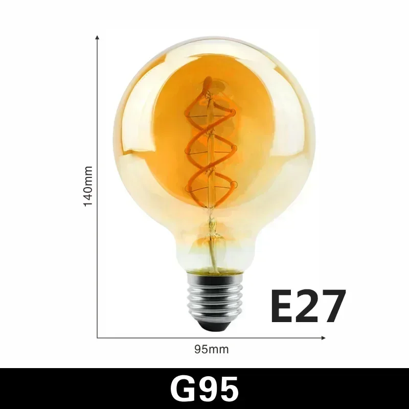 LARZI 2-10 Stück Retro LED Spiral Filament Glühbirne E14 E27 4W 220V Warm Gelb C35 A60 ST64 T185 T225 G80 G95 G125 Vintage Edison Lampe 7