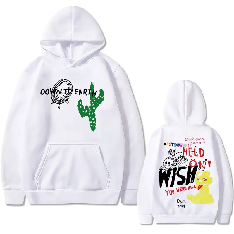 Cactus Jack Wish You Were Here Tour Double Sided Print Hoodie Men's Hip Hop Fashion Oversized Sweatshirt Male Vintage Streetwear