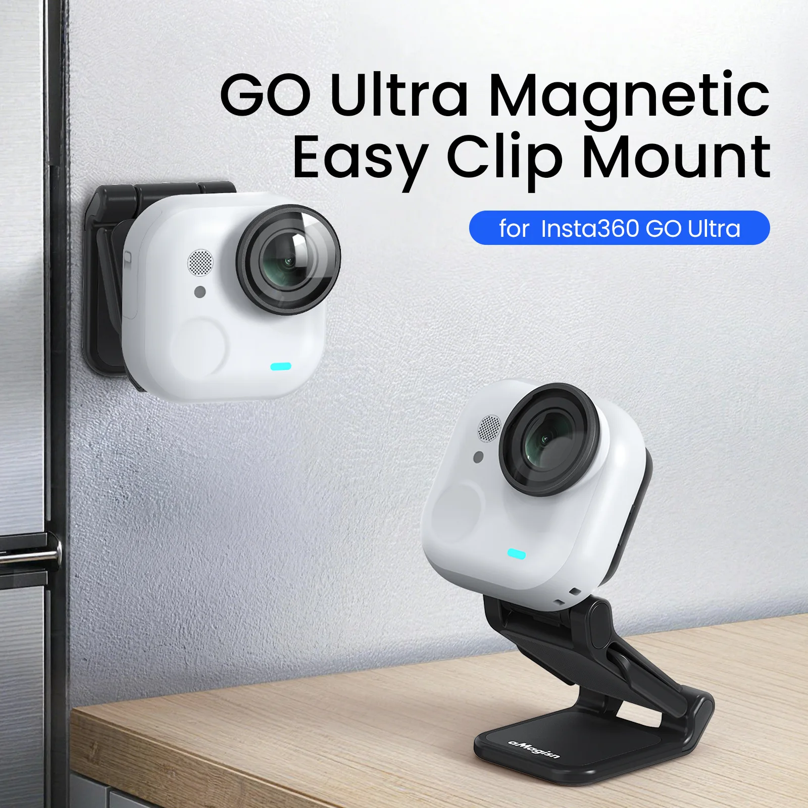 

Magnetic Mount for Insta360 GO Ultra, Adjustable 180° Clip Mount with Silicone Pad, Compact Lightweight Camera Accessory