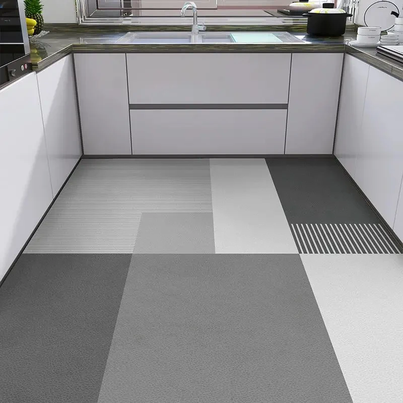 Simple Geometric Waterproof And Oil-Proof Kitchen Floor MATS, Anti-Slip Dining Room Carpets, Home Decoration