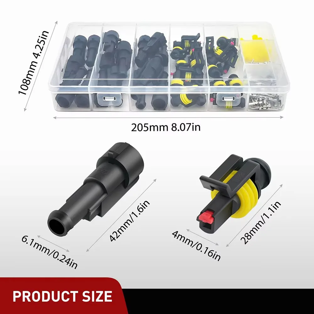 120 Stück 1-Pin-Elektrosteckverbinder, männliche und weibliche Anschlussklemmen, wasserdichtes Verbindungsset, geeignet für Automobile – Detail 3