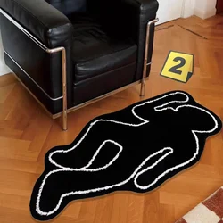 Tapis de scène de crime humanoïde créatif, forme irrégulière, salon, chambre à coucher, chevet, polymères en peluche, décorer, Everakroom Lea Security оBUY ер Tapis