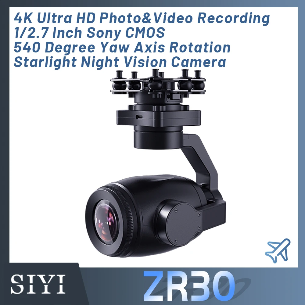 SIYI ZR30 4K 8MP Ultra HD 180X Hybrid 30X Optical Gimbal Camera with AI Smart Identify and Tracking 1/2.7 Sensor