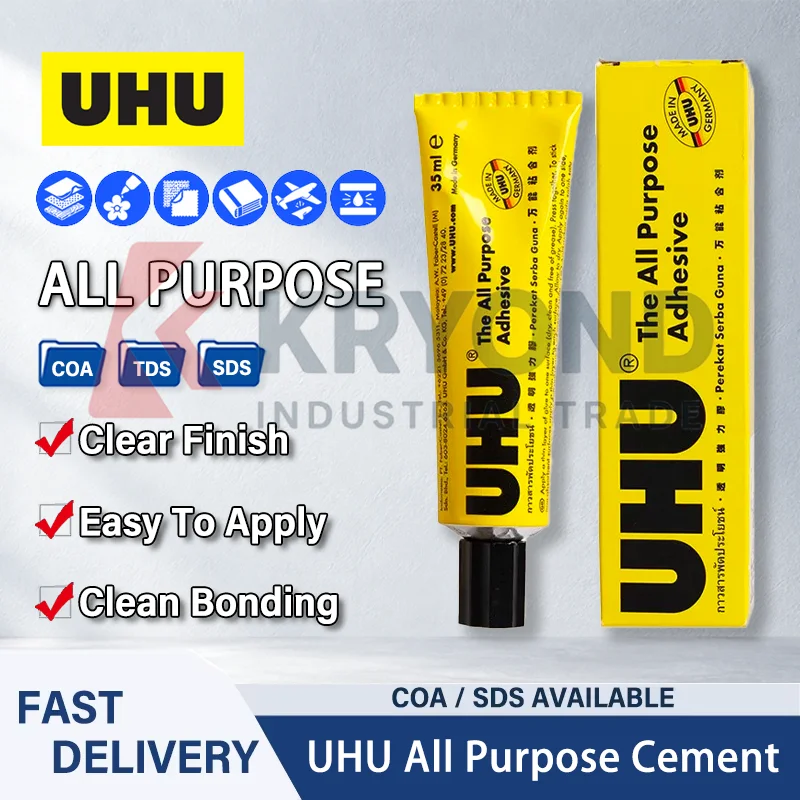 UHU All Purpose Cement for Paper Wood Fabric Cardboard DIY School Crafts Model Making Book Spine Repair 33ml 35ml 1PCS 2PCS 3PCS
