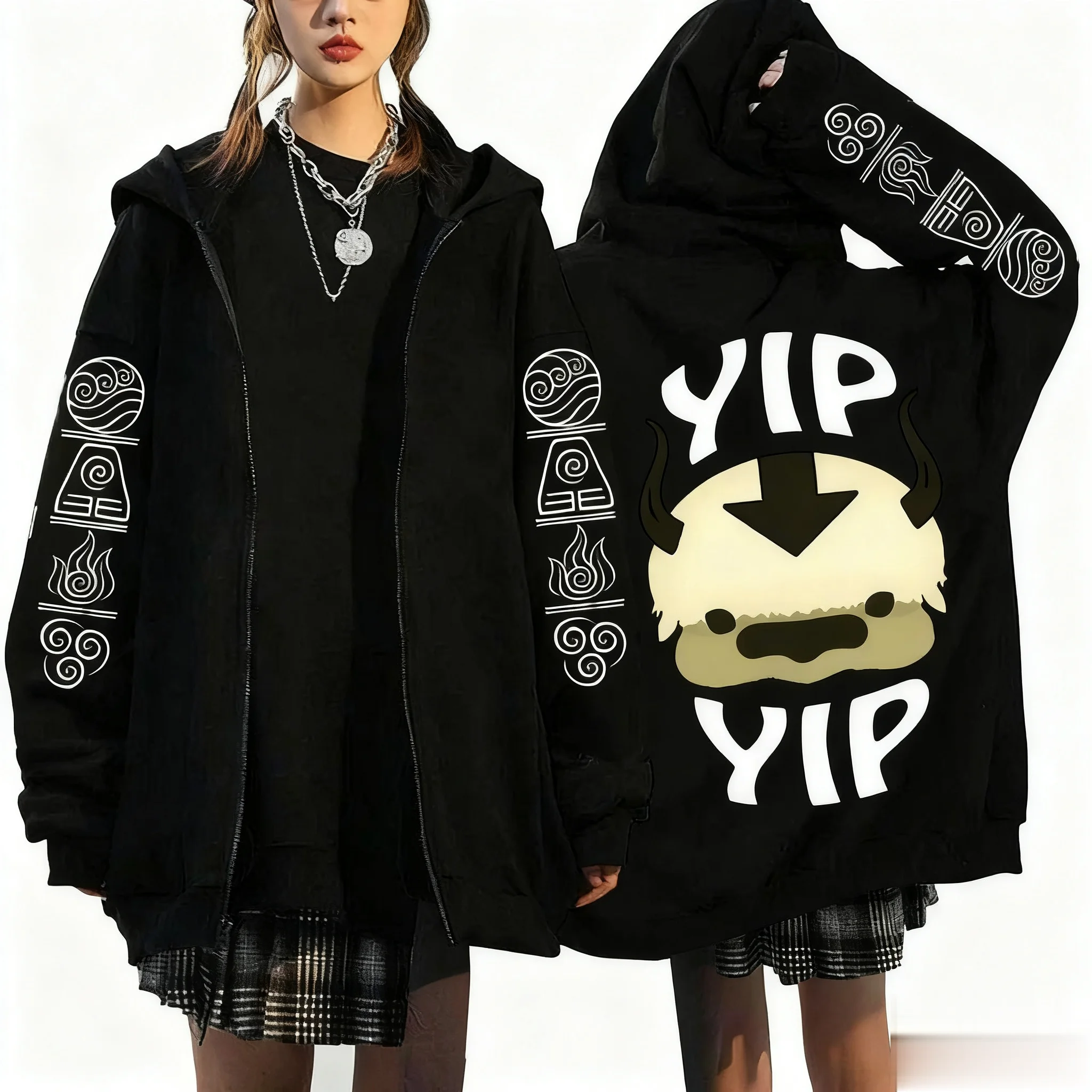 أنيمي مقنعين سترة للجنسين زمم الشارع الشهير بلوزة كاجوال البلوز الرسم المطبوعة فضفاضة ربيع الخريف موضة Y2k الملابس