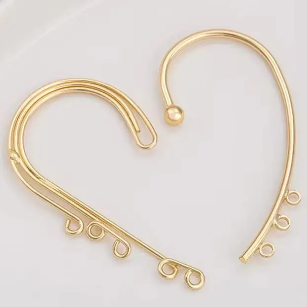 

14K Gold-Plated Multi-Ring Multi-Pendant Ear Clips DIY Ear-Hanging Accessories No Ear Holes Or Tassels Required