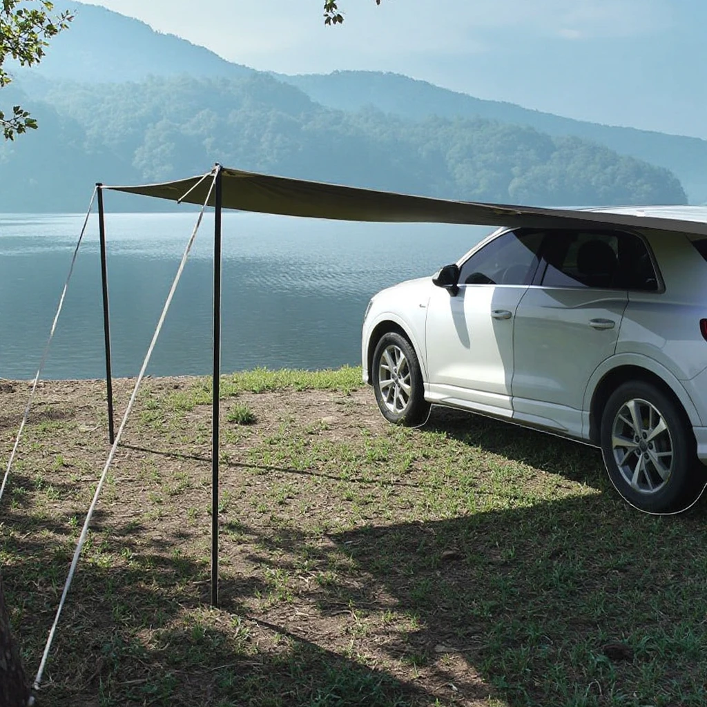 

Portable Outdoor Auto Canopy Waterproof Car Sun Shelter Camping Roof Top Poles 5-6 Persons Auto Pergola Side Car Awning Tent