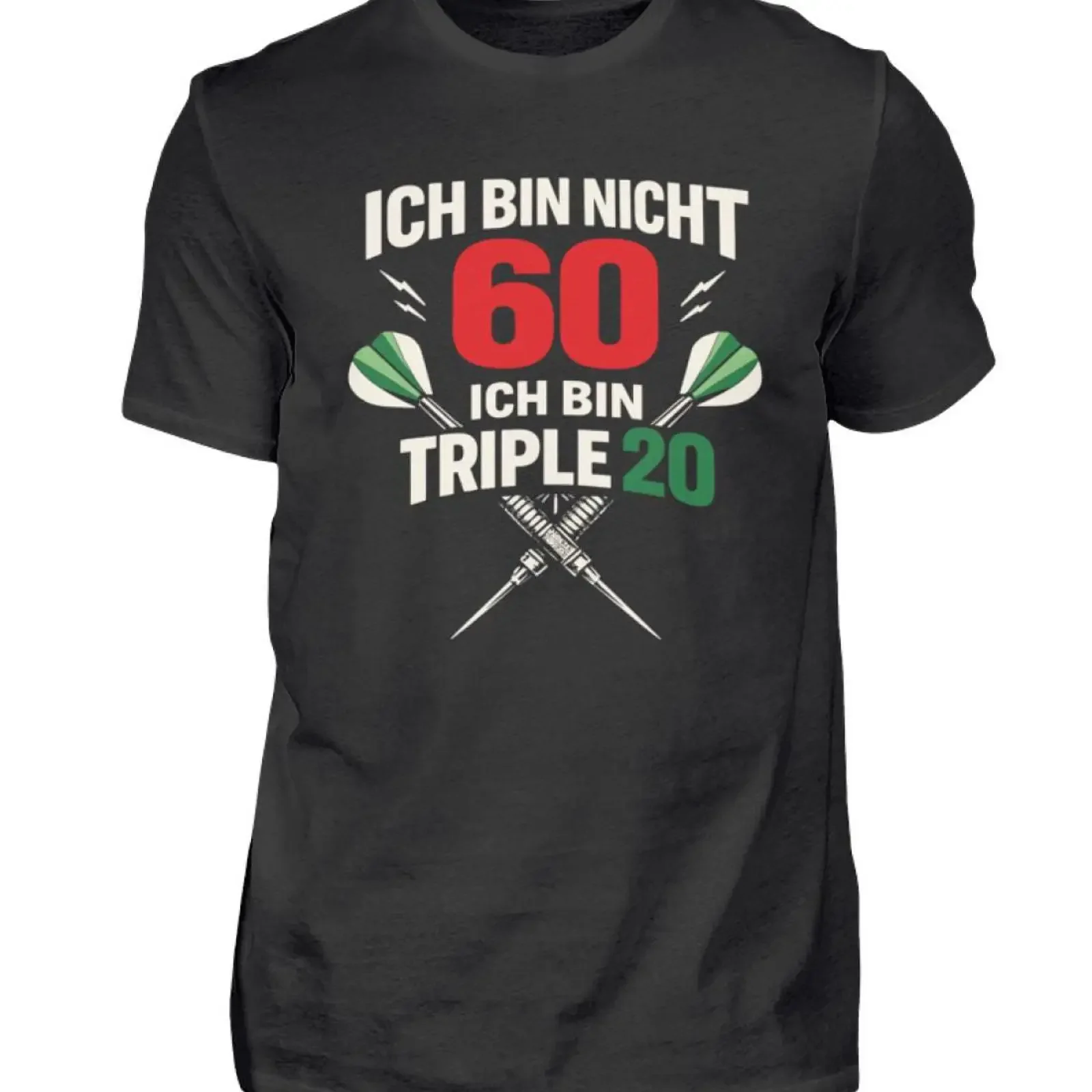 Funny 60th Birthday Darts T Shirt I'm Not 60 Triple 20 Humor for Dart Players Men's Casual  vintage Washed Soft fashion