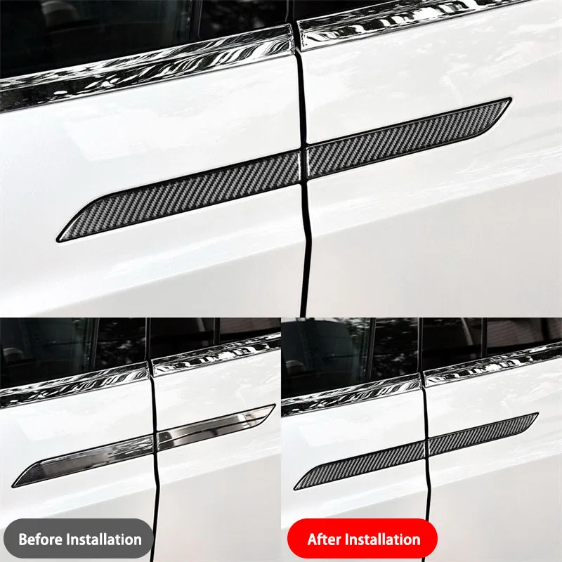 Для Tesla Model X, внешняя дверная ручка из углеродного волокна премиум-класса, декоративная наклейка, аксессуары для модификации интерьера, роскошное обновление