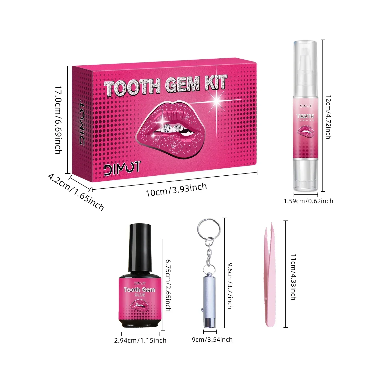 DIY-Zahn-Edelstein-Set mit Kristallkleber und UV-Licht – temporäre funkelnde Strasssteine für Zahn-, Gesichts- und Körperschmuckzubehör.