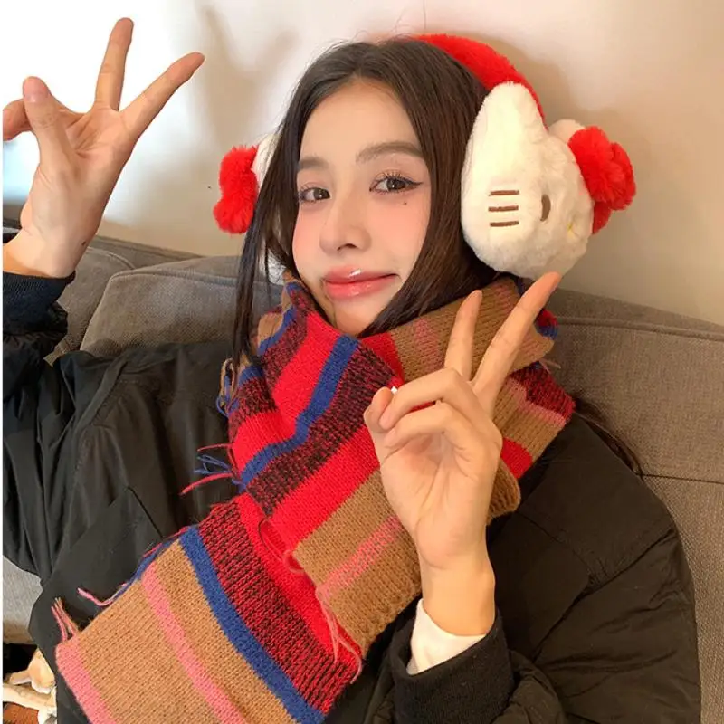 新しいハローキティぬいぐるみウォーマーイヤーマフアニメピンクKtかわいい耳当て冬屋外防寒イヤーマフ耳カバー女の子ギフト