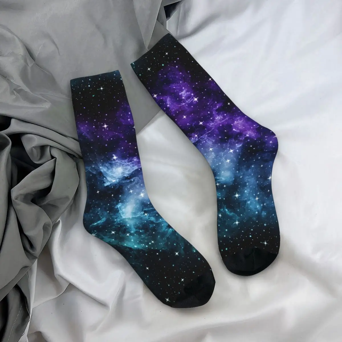 Chaussettes de Compression Rétro Teal Nebula pour Homme, Unisexe, Espace, Galaxie, Harajuku, Sans Couture, Imprimé, Nouveauté, Crew