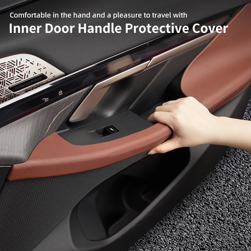 Car Interior Door Handle Protect Cover ABS Inner Door Pull Trim Decora Stickers Auto Styling Accessory For BMW Series 5 G60 2024