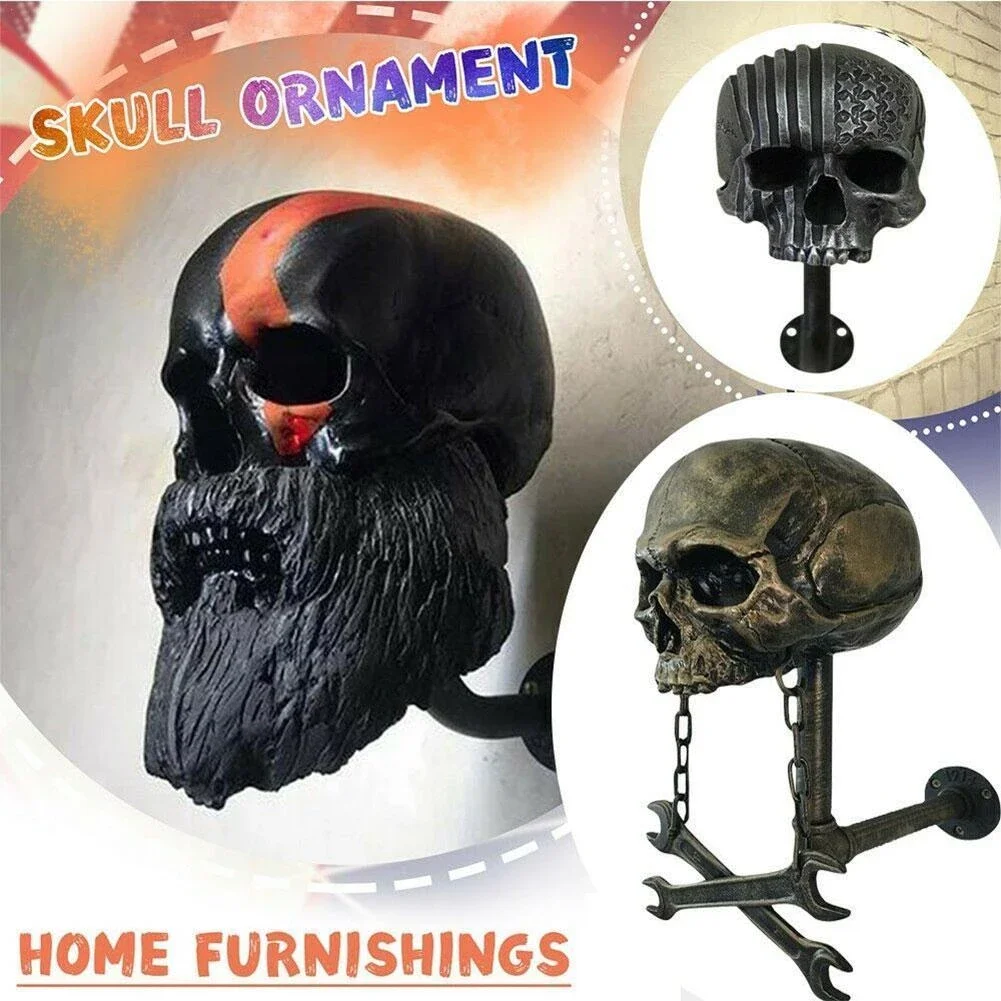 

Skeleton Motorcycle Helmet Rack Ghost Head Living Room Decoration Hanger Wall Mounted Helmet Hat Haunted House Horror Wall Hook