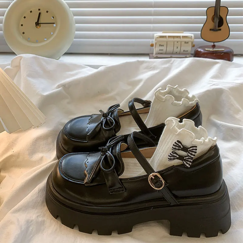 Women Shoes Autumn Bow-Knot Female Footwear Oxfords Clogs Platform Fall Butterfly Dress New Leather Creepers Mary Janes image 2