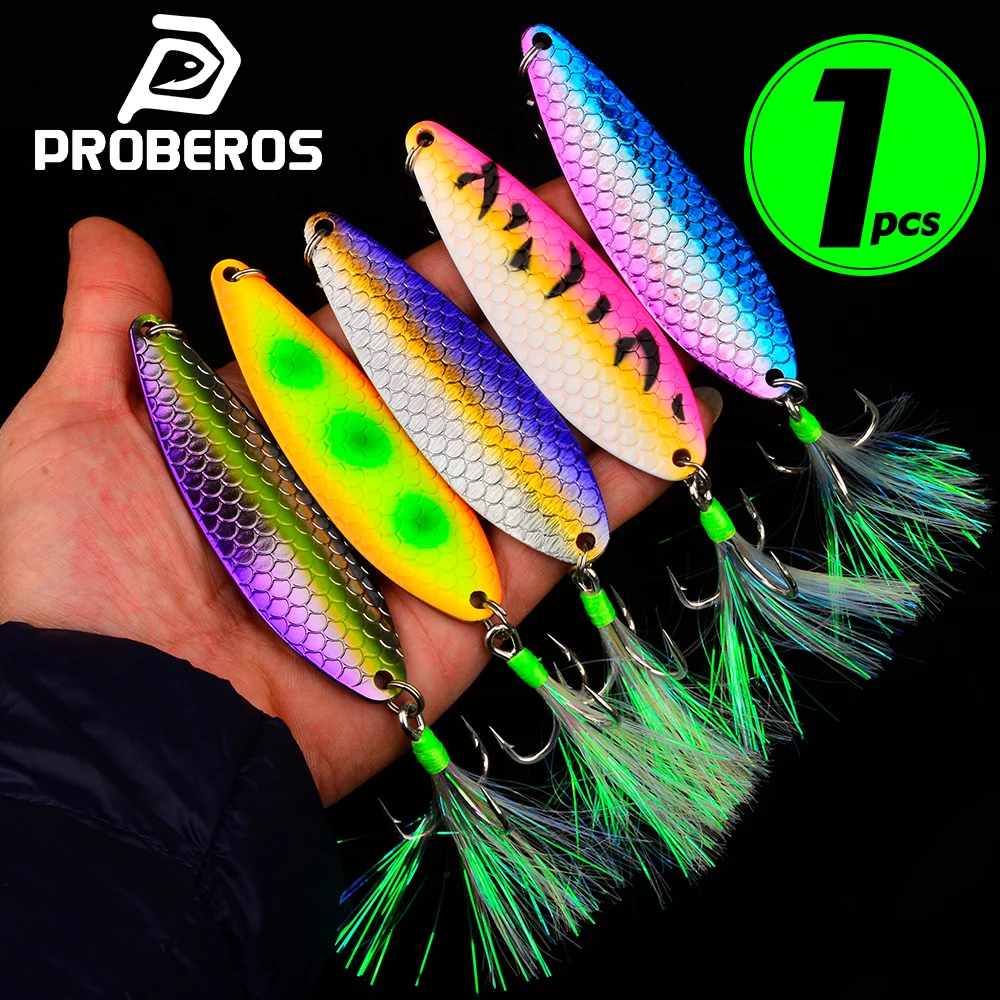 PROBEROS Realistic 3Dfisheye Laser Printed Metal Spoon Lures Equipped With Sharp Hook Trout Salmon Shuttle Bass Sea Fishing Bait