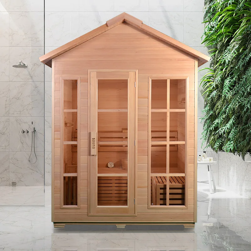 2022 Hot Sale Outdoor Sauna Room Hemlock Sequoia Steam  6 People Outdoor Wooden  Wholesale