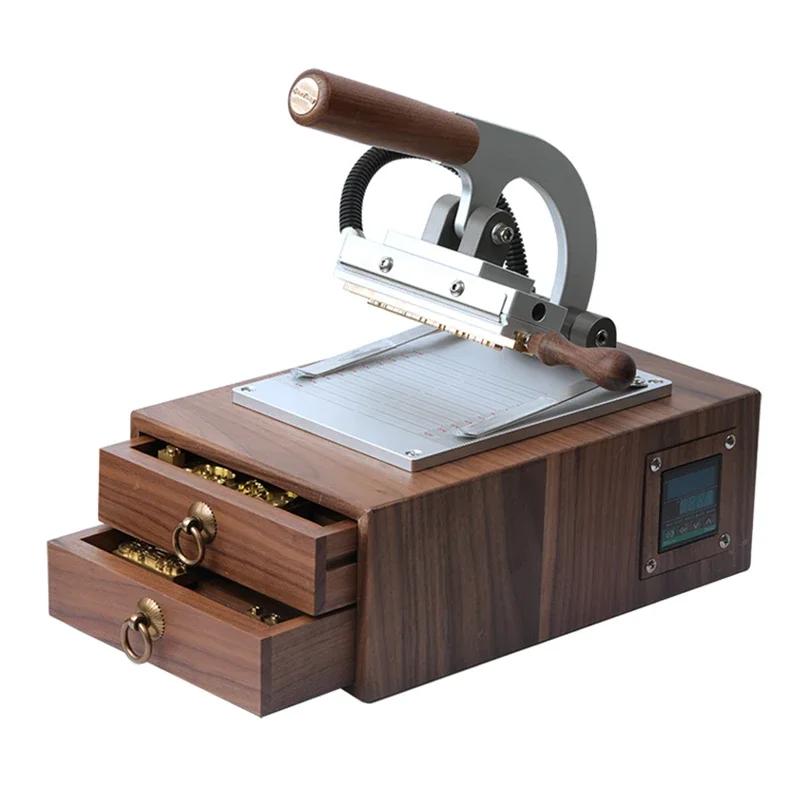 WT-90XT box type hot stamping machine handmade leather goods LOGO trademark walnut drawer type stamping machine 400W