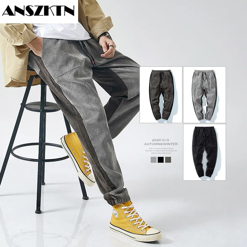 ANSZKTN Casual pants men's autumn new fashion brand leggings sweatpants men's pants trend loose cargo pants men's trousers