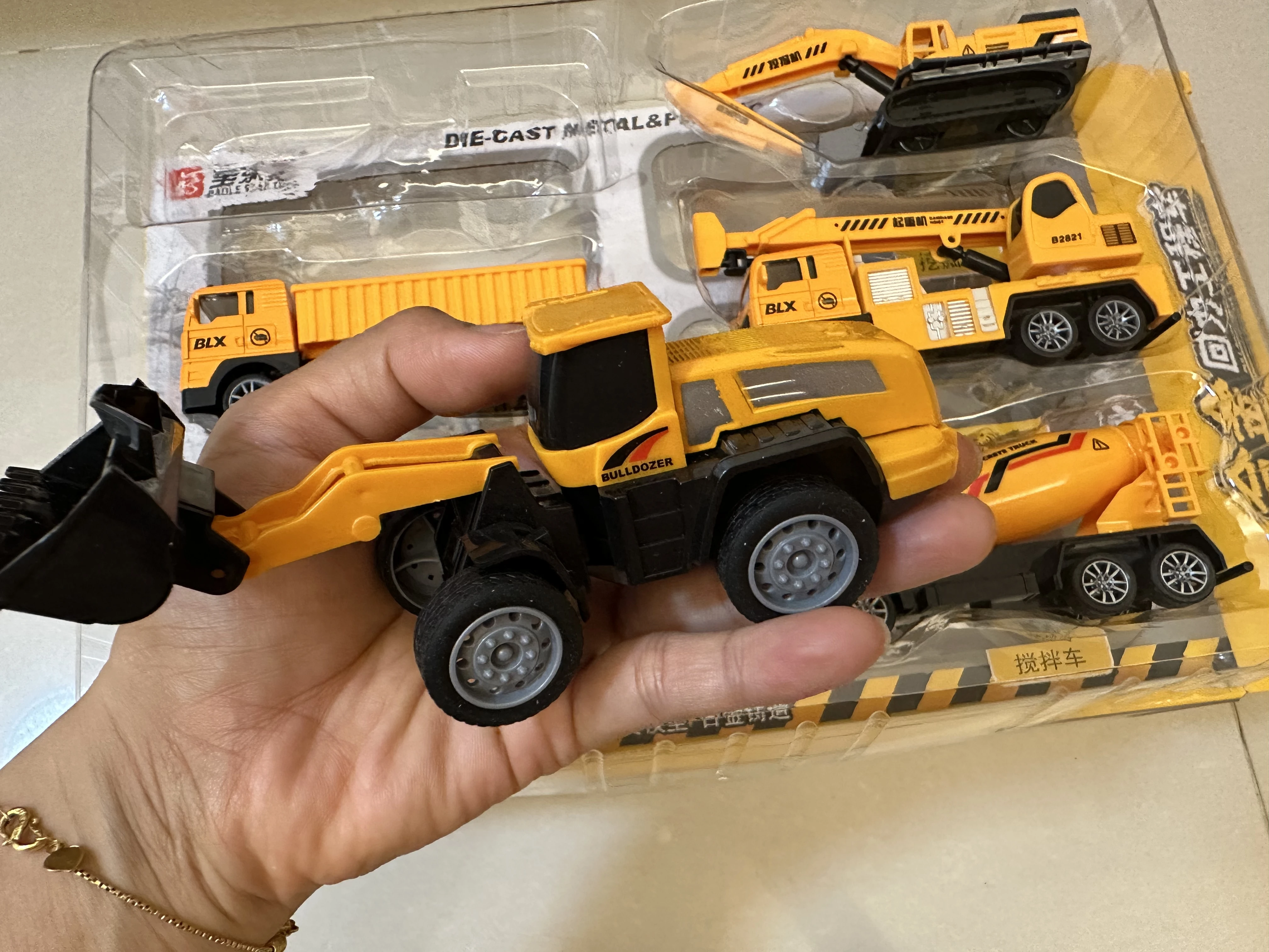 Children\'s toy 2822 alloy excavator crane transporter 6-piece model set decoration gift