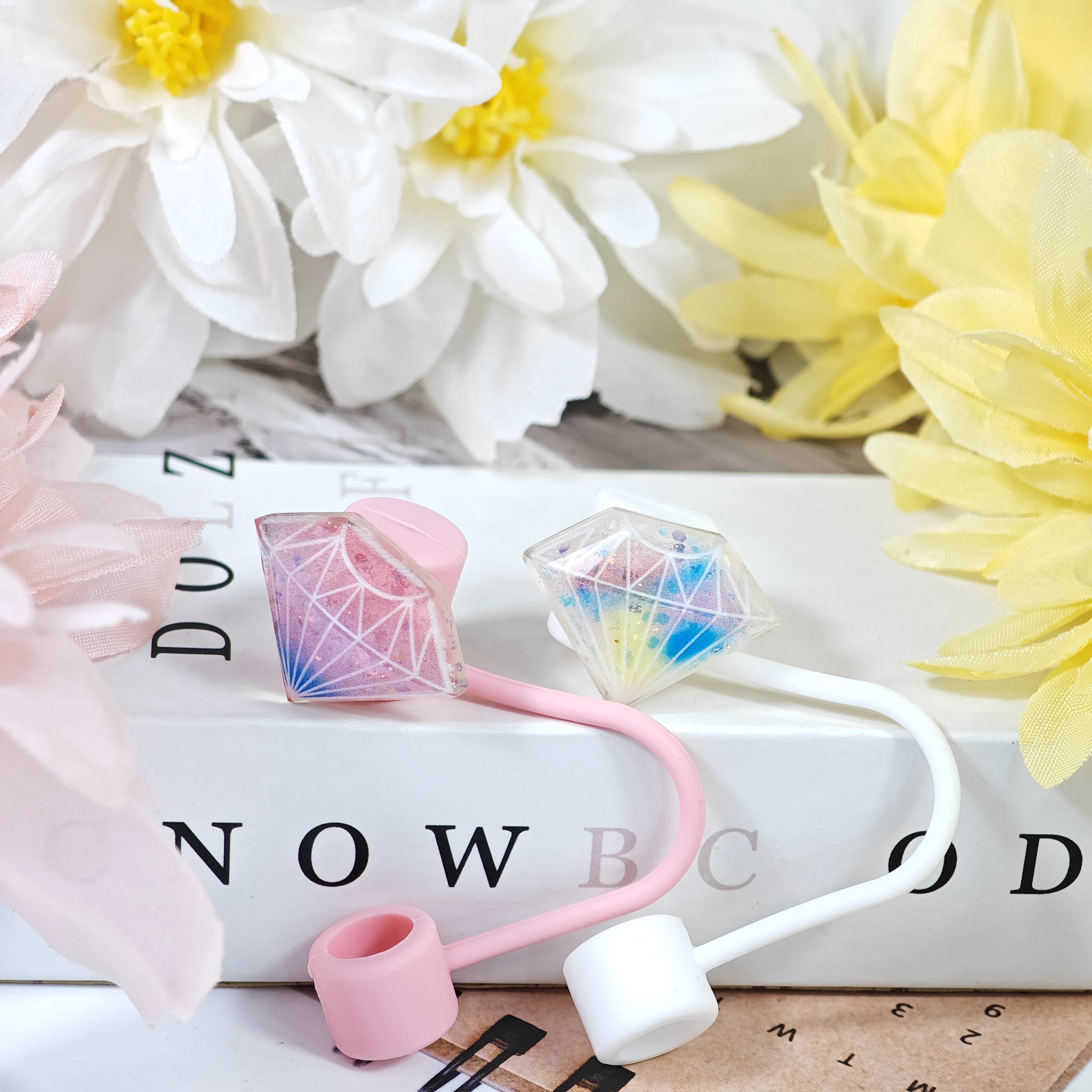 New Shiny Patch Diamond Silicone Straw Cap Dust Plug Straw Cover Protective Case - Detail 1