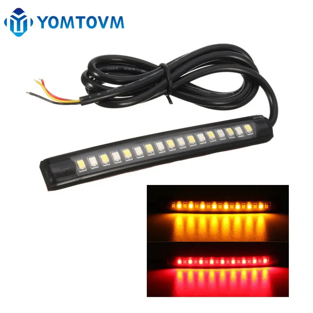 

Flexible LED Motorcycle Light Bar Strip LED Tail Light Turn Signal Dual Color Rear Brake Stop Bulb Lamp Daytime Running Lights