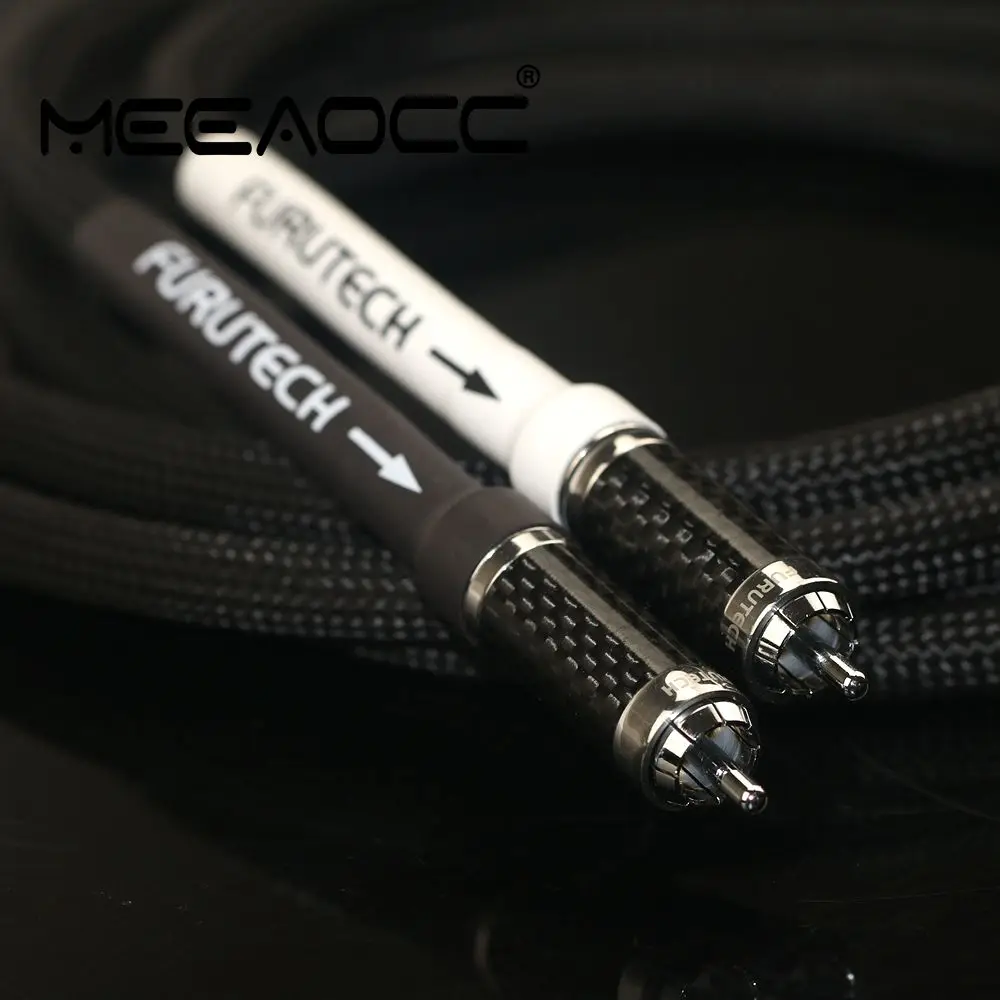 Hi-fi Furutech μ-P2.1 PCOCC Dual Lotus RCA Audio Cable with Direction CD Power Amplifier Connector Cable Carbon Fiber Plug