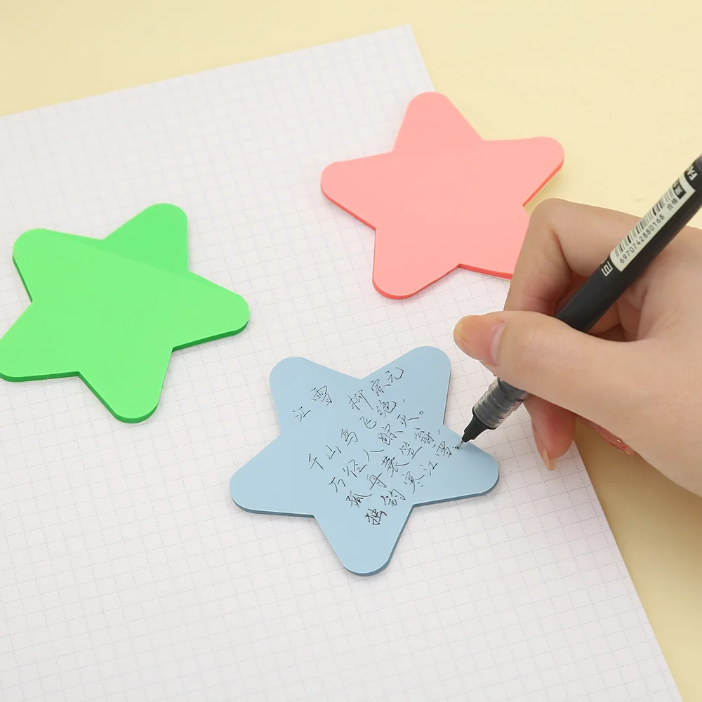 50sheets Translucent Colorful Five-Pointed Star Sticky Note N Times Memo Pad Sticky Notes Pads Stickers Planner Notepad Supplies