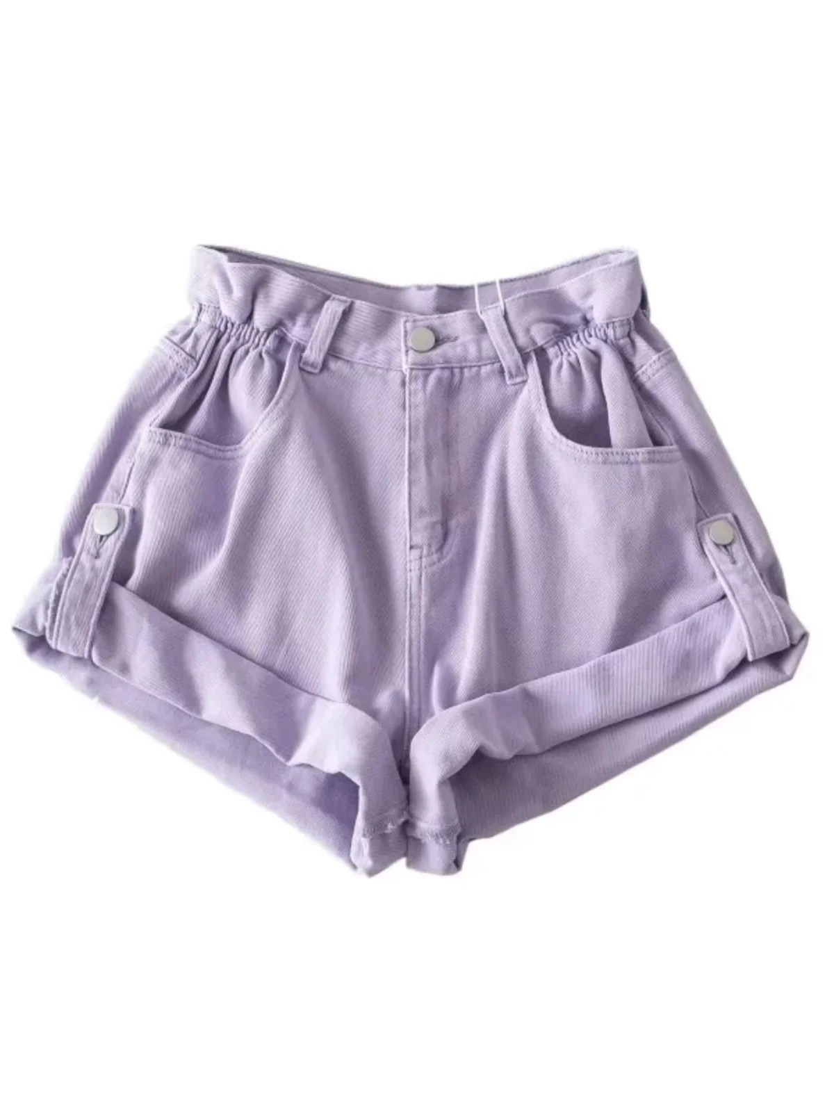 Sexy Summer Short Jeans High Waist Loose Fit Women's Wide Leg Shorts Cuffed Hem Thin Model A-Line Utility Hot Ins Pants