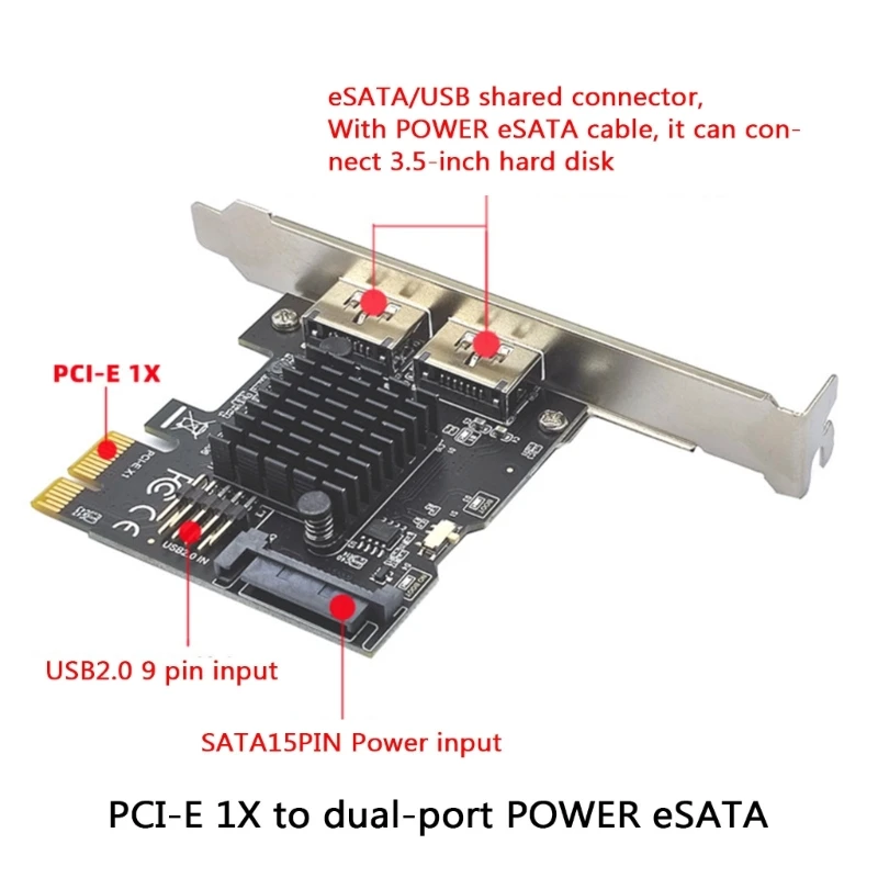 

2024 New Desktop pci-e to Power eSATA+USB Expansion Card 6G Adapter Card Hard Disk PESATA Compliant with PCI-Express v2.0