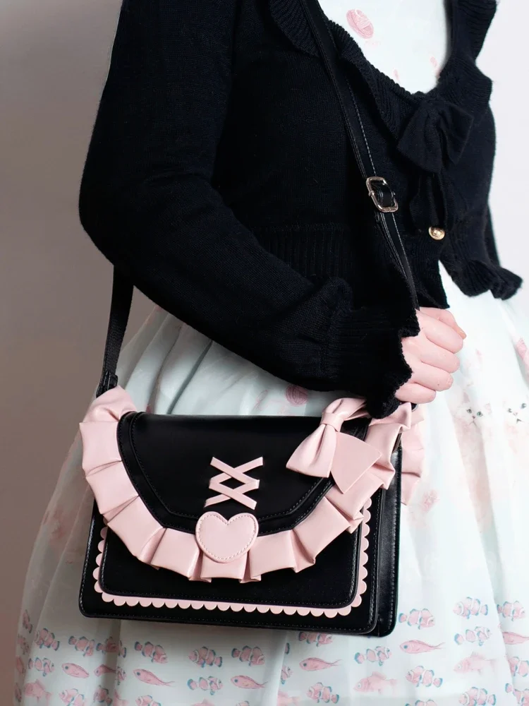 

Lolita Bag Cute Pink Casual Kawaii Bolsas Single Shoulder Crossbody Handbag Sweet Lolita Girl Student Sweet Shoulder Bag