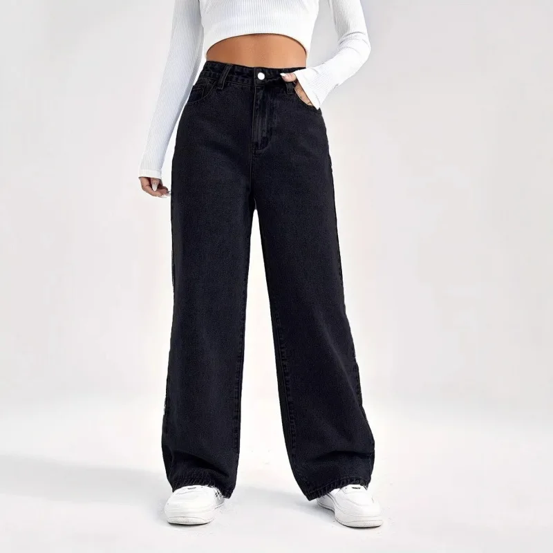 High Waist Straight Leg Jeans Women's Fashionable Versatile Spring Summer Denim Pants Cleanfit Wide Leg Jeans Soft Cotton