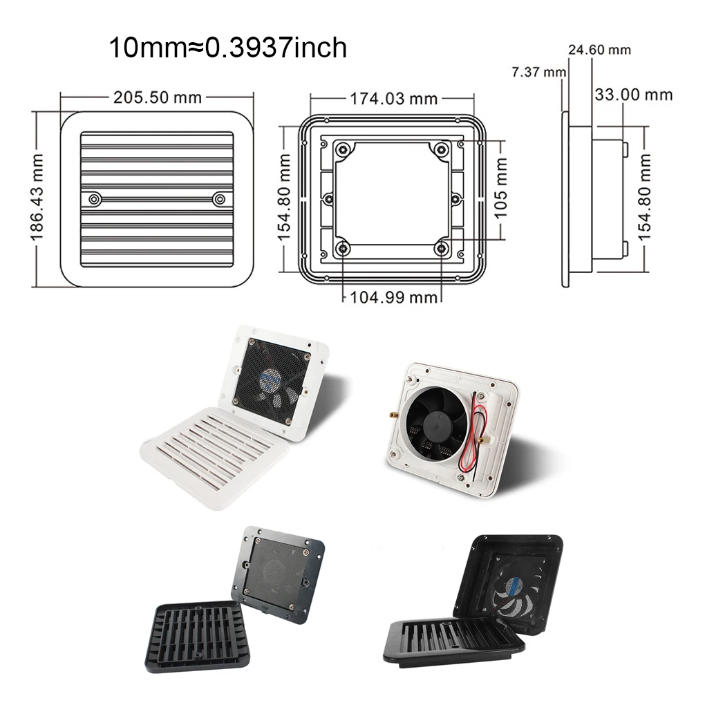 RV Ventilation Fan Dust-proof Air Vent High Fit Silent Ventilator Camper Exterior Repairing Shop Household Mute white