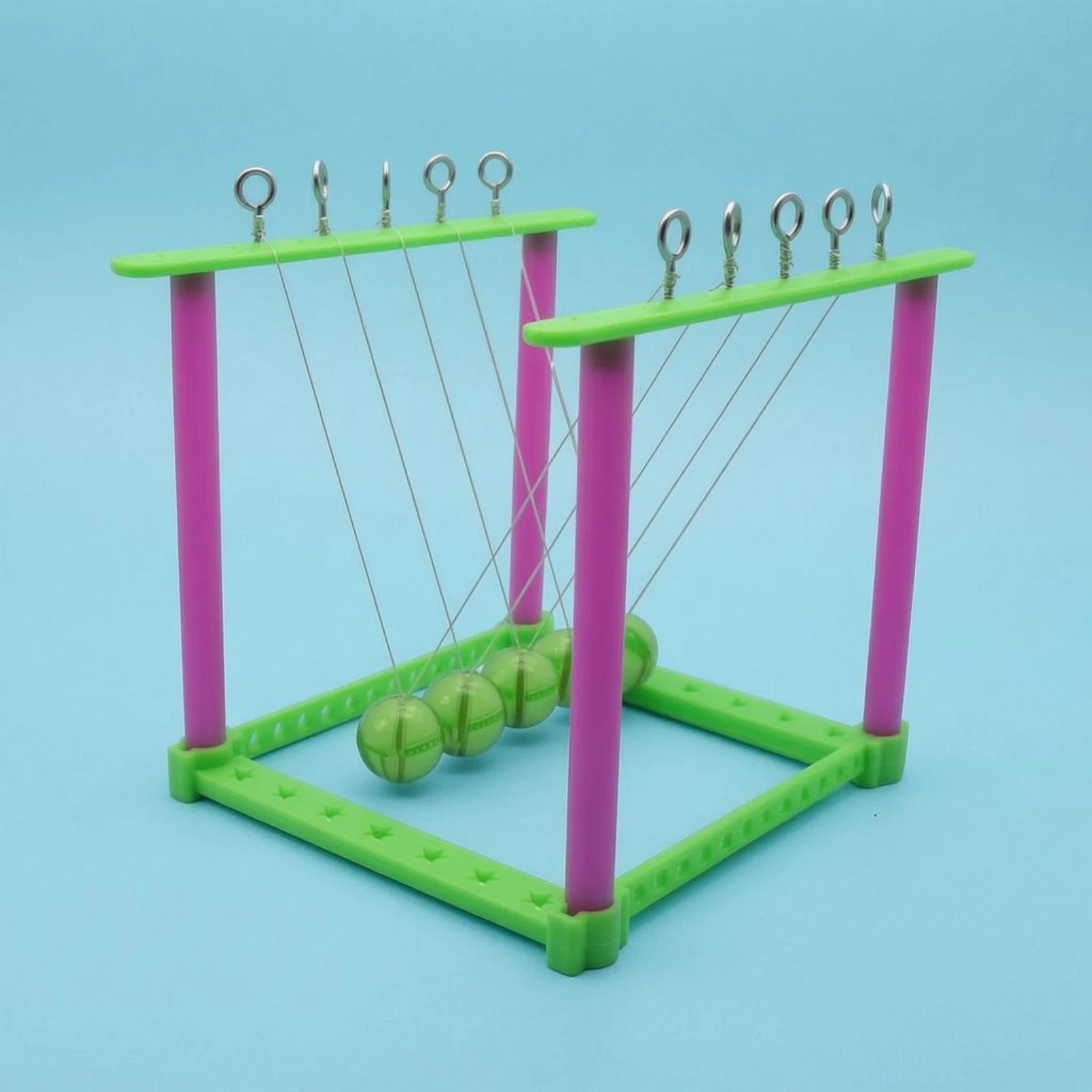 Newton's Cradle Collision Demonstration Science Toy Tabletop Science Model Educational Suspended Ball Model Green Plastic