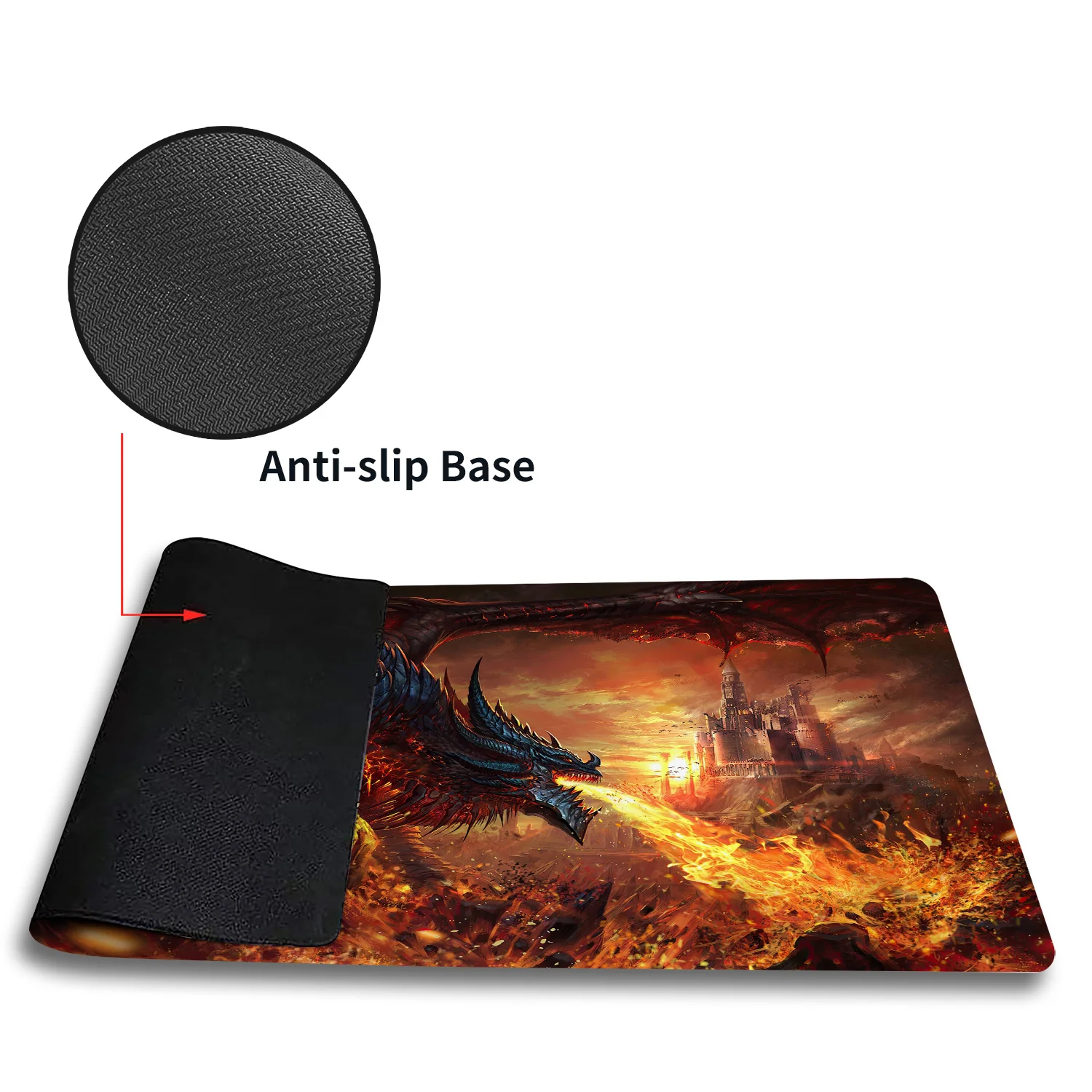 

Dragon Battle Playmat, Premium Fire Mouse Pad Smooth Cloth Surface, Rubber Base for pc laptops