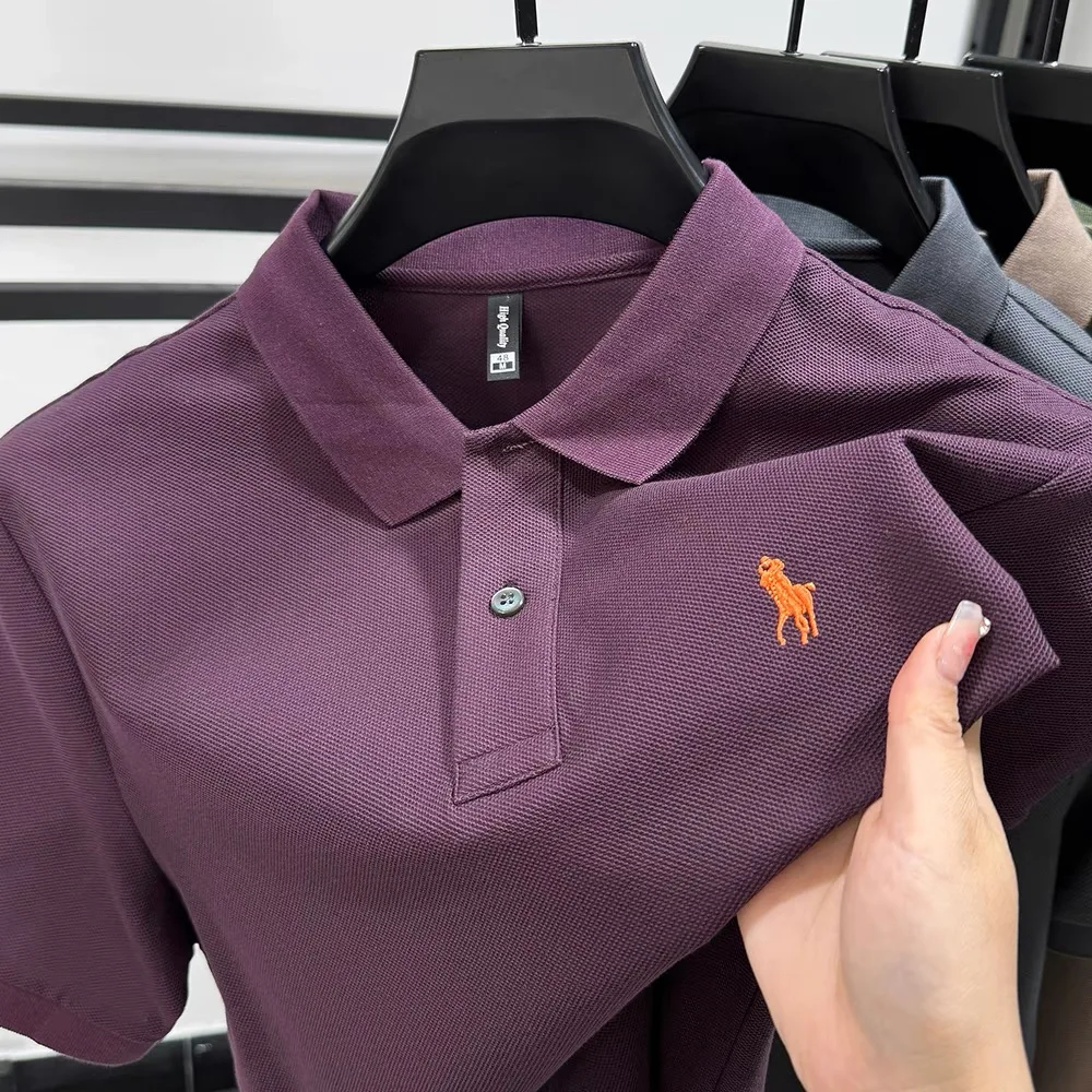 

100% pure cotton high-quality mens short sleeve summer new golf casual polo shirt high-end brand exquisite embroidery top Tshirt