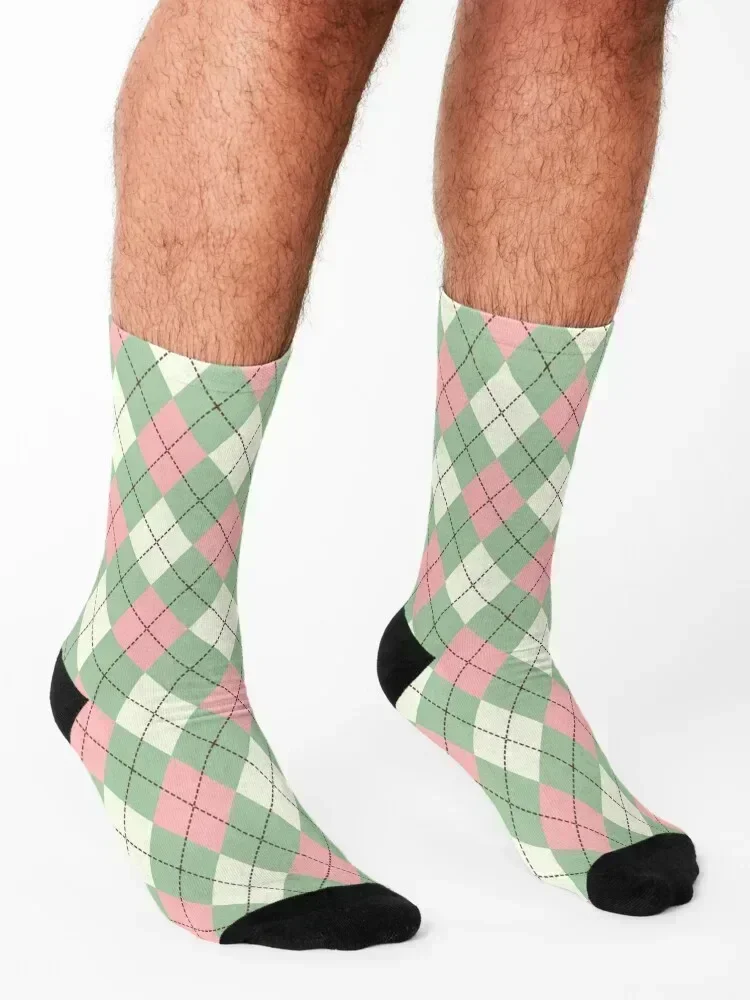 argyle_green pink white Socks new year Wholesale set professional running Socks Ladies Men's